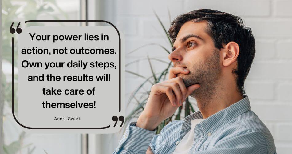 Real Estate goals. Estate agent thinking about the Power of Controllable Actions