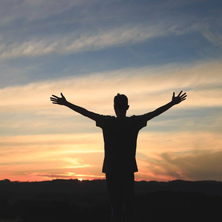 Gratitude Transforms. A person showing thankfulness