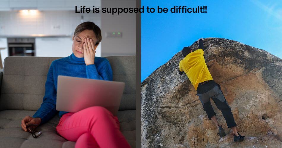 Unlock Unlimited Motivation. Unlock Unlimited Motivation. A woman procrastinating and a man struggling to climb a mountain