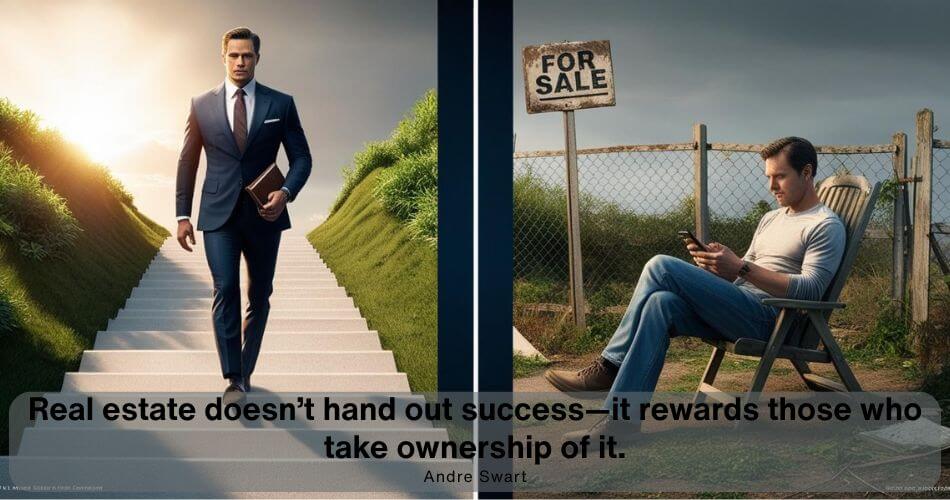 Top Estate Agents in Brackenfell. An image clearly contrasts action vs inaction with 2 estate agents