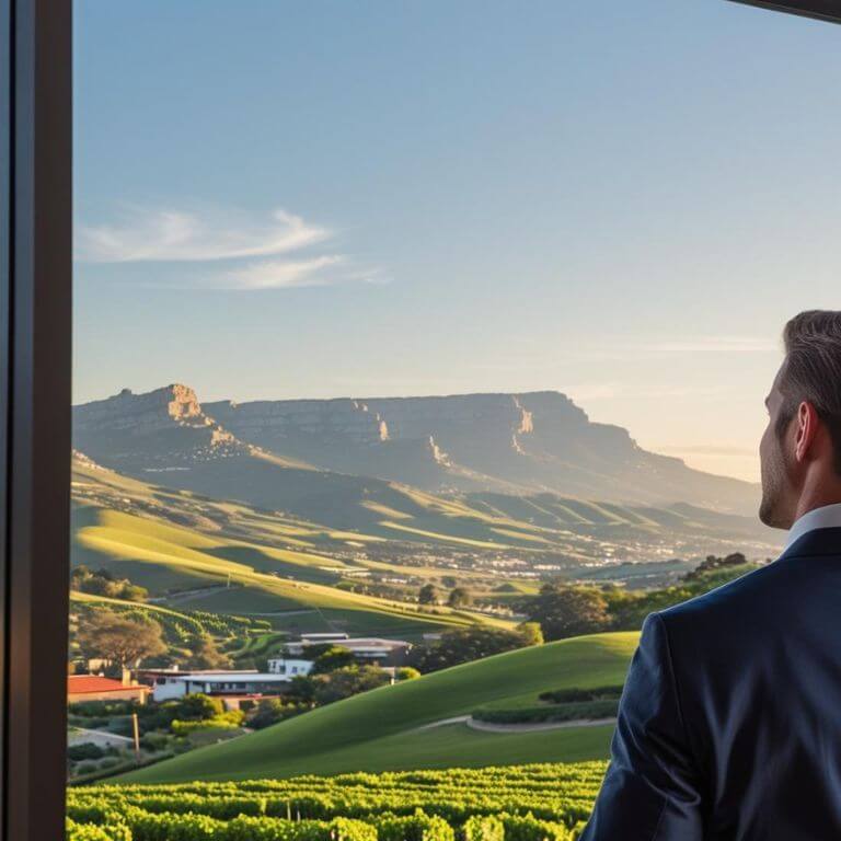 Real estate success in the Northern Suburbs. A Northern Suburbs real estate agent looking towards Table Mountain