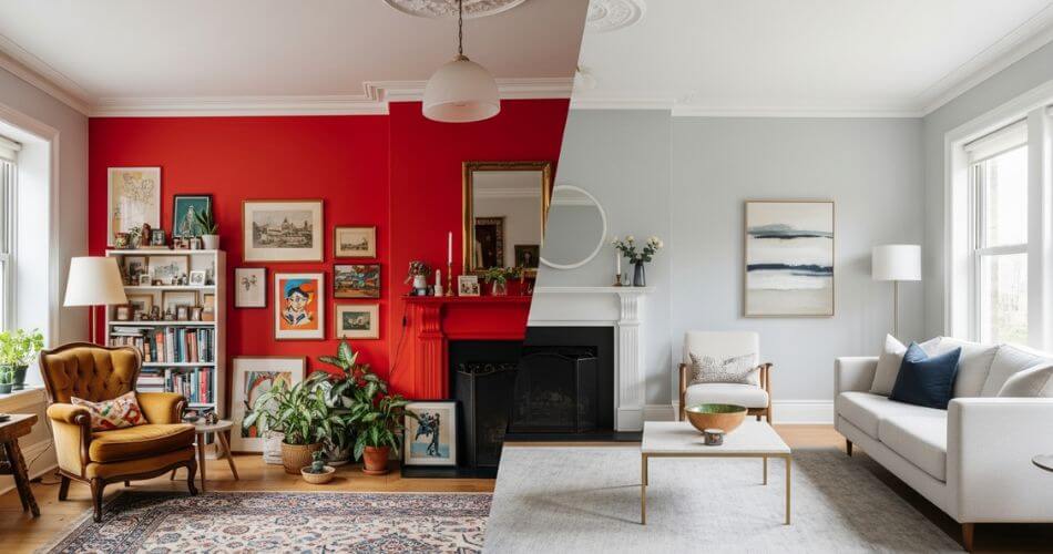 Increase property value in Cape Town Northern Suburbs. A before-and-after image showing how neutral paint colours can make a home more appealing to buyers