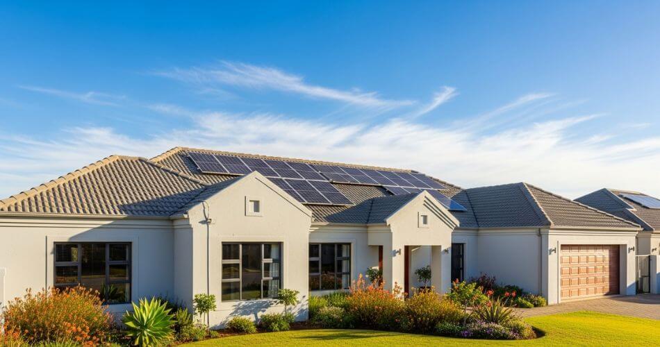 Increase property value in Cape Town Northern Suburbs. A modern Cape Town home with solar panels installed, increasing the solar power property value in South Africa