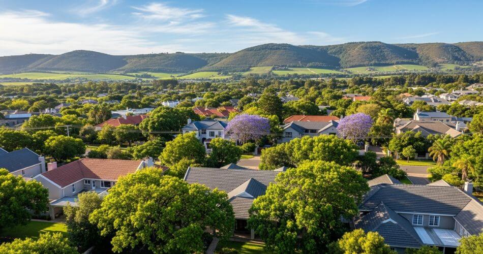 Increase property value in Cape Town Northern Suburbs. A scenic view of a desirable Northern Suburbs neighbourhood in Cape Town, illustrating the importance of location for property value