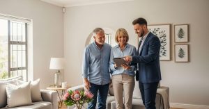 Preparing your home for sale in Brackenfell. Brackenfell homeowners meeting with real estate agent to prepare their property for sale.
