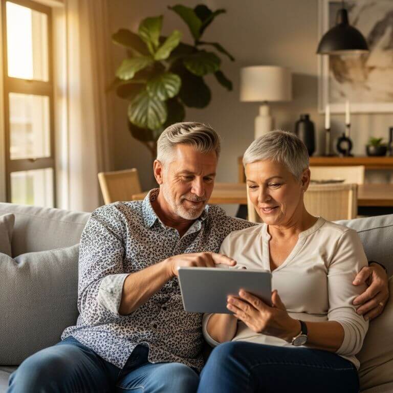 Property Scams Targeting Seniors in South Africa. A mature South African couple sitting in their living room in Brackenfell.