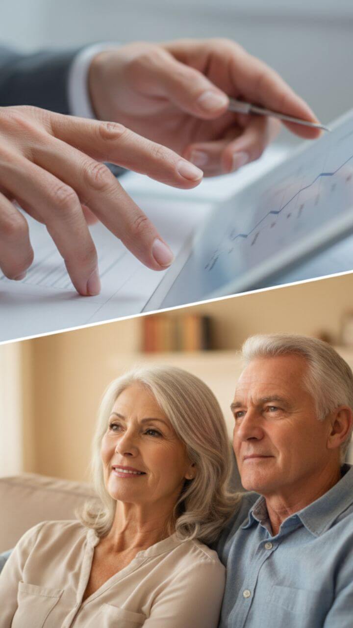 Brackenfell real estate expert. Expert hands guiding and a reassured mature couple, symbolizing trust in real estate.