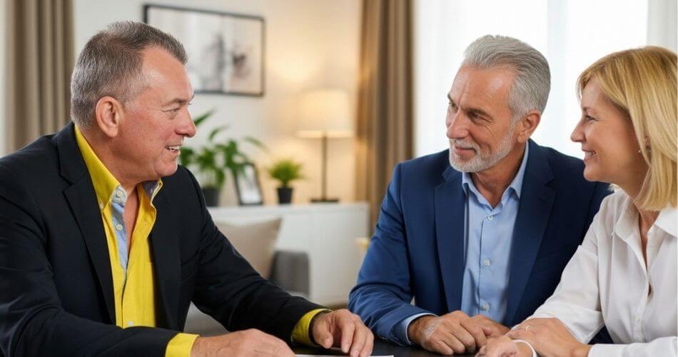 Guide to Selling Your Home in Brackenfell. Andre Swart consulting with a satisfied couple, partnership in real estate.