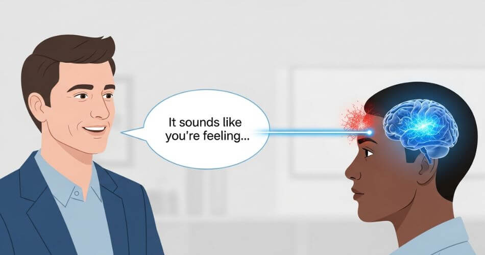 Psychology of Buying a House. A conceptual illustration of affect labeling.