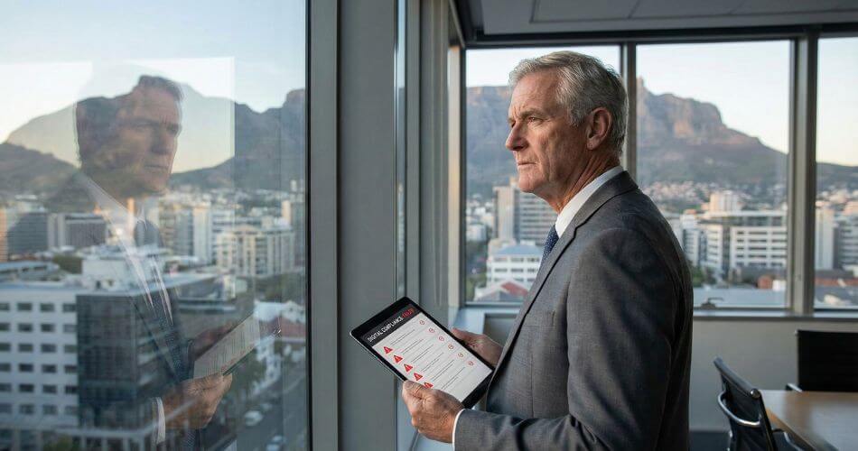 Mentoring Intern Estate Agents. Worried real estate principal looking at a digital checklist on a tablet in an office.