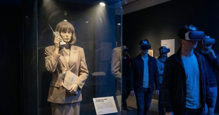 Why Traditional Estate Agents Are Failing. Museum exhibit showing an extinct analog real estate agent.