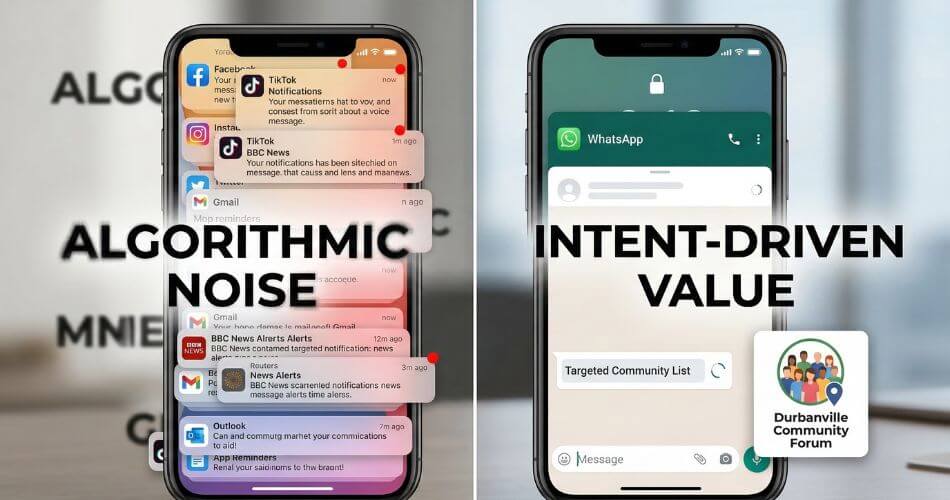 How To Stand Out As A Real Estate Agent. WhatsApp marketing vs chaotic social noise.