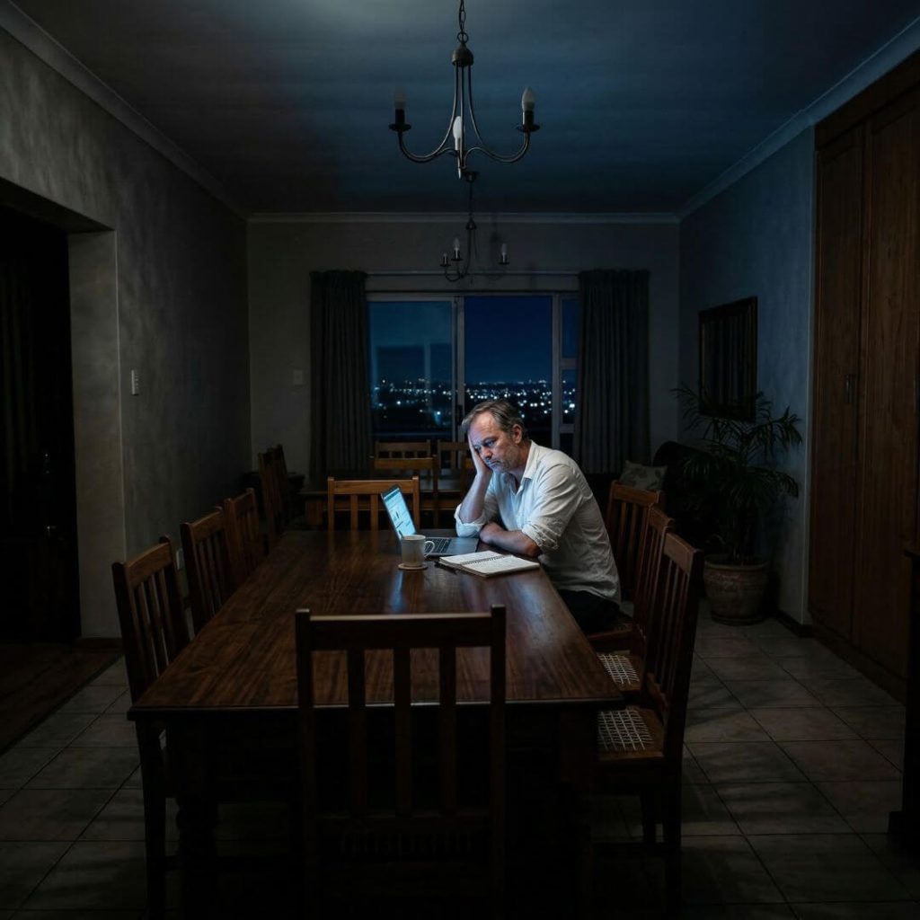 Why Am I Failing As A Real Estate Agent. Stressed real estate agent working late at night on laptop.