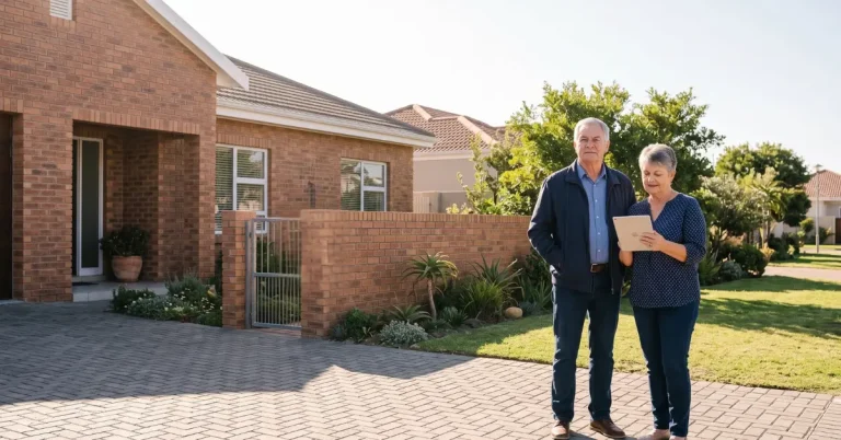 Downsizing Your Home in Brackenfell. Senior couple outside their Brackenfell home before downsizing