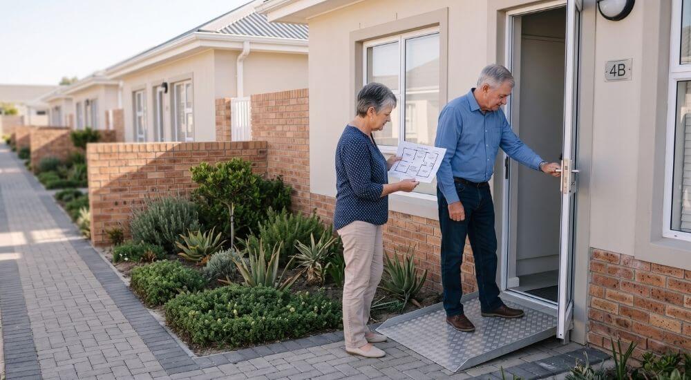 Downsizing Your Home in Brackenfell. Senior couple viewing a subsidised retirement unit in Brackenfell.