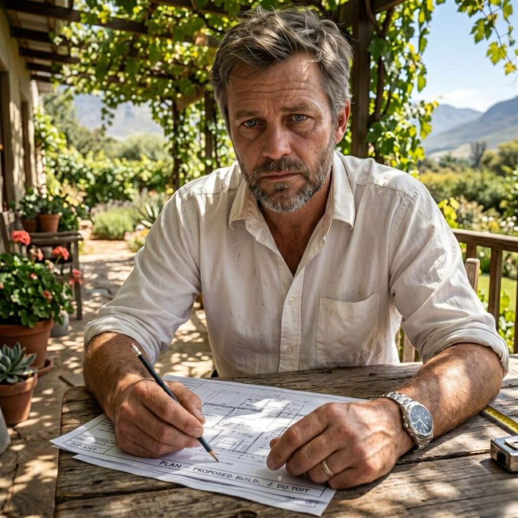 How To Find Your Calling In Life. Man looking at blueprints and coffee.