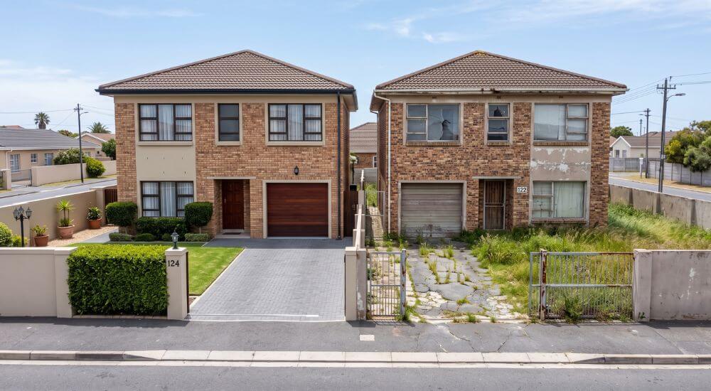 How To Accurately Value a House in Brackenfell. Two identical facebrick homes in Brackenfell in different condition