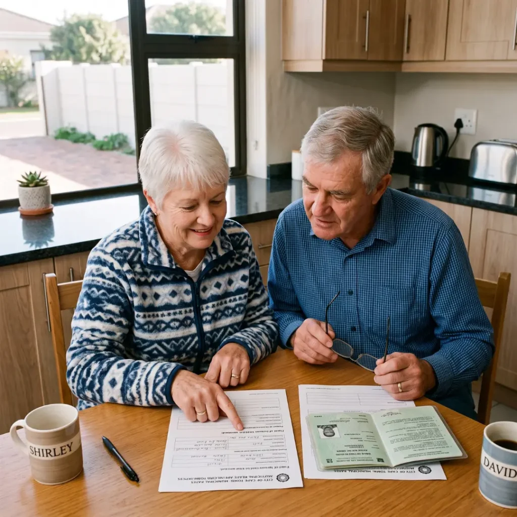 How to Apply for Pensioner Rates Rebate in Brackenfell. Brackenfell pensioner couple reviewing municipal rates rebate application form