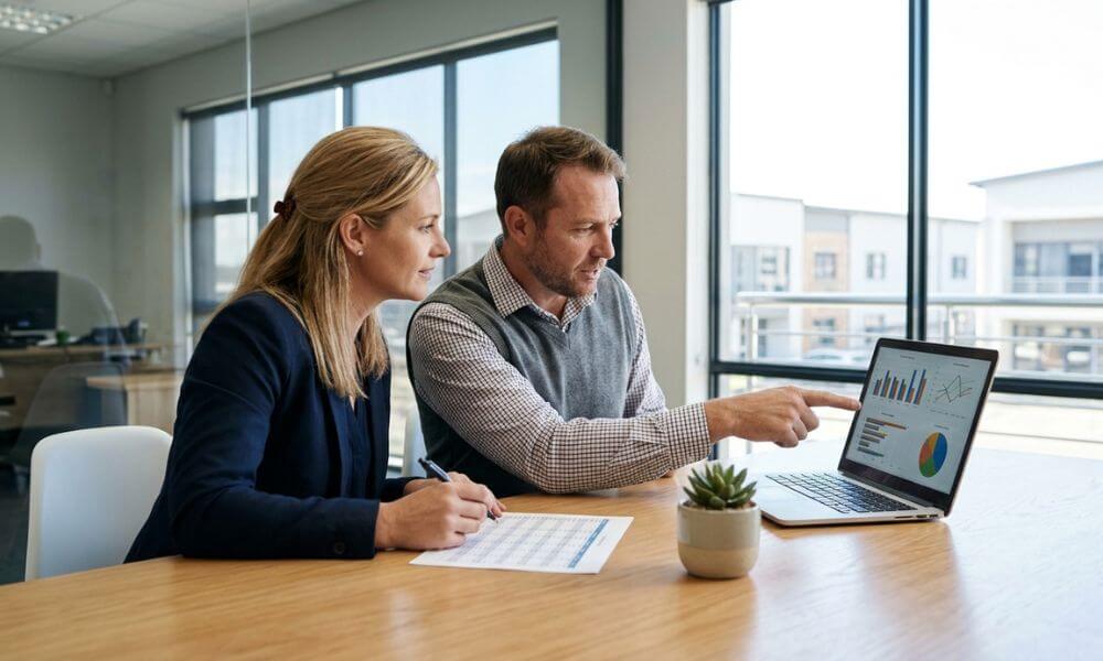 Instagram Marketing for Cape Town Estate Agents. Estate agency team reviewing a weekly Instagram performance scoreboard