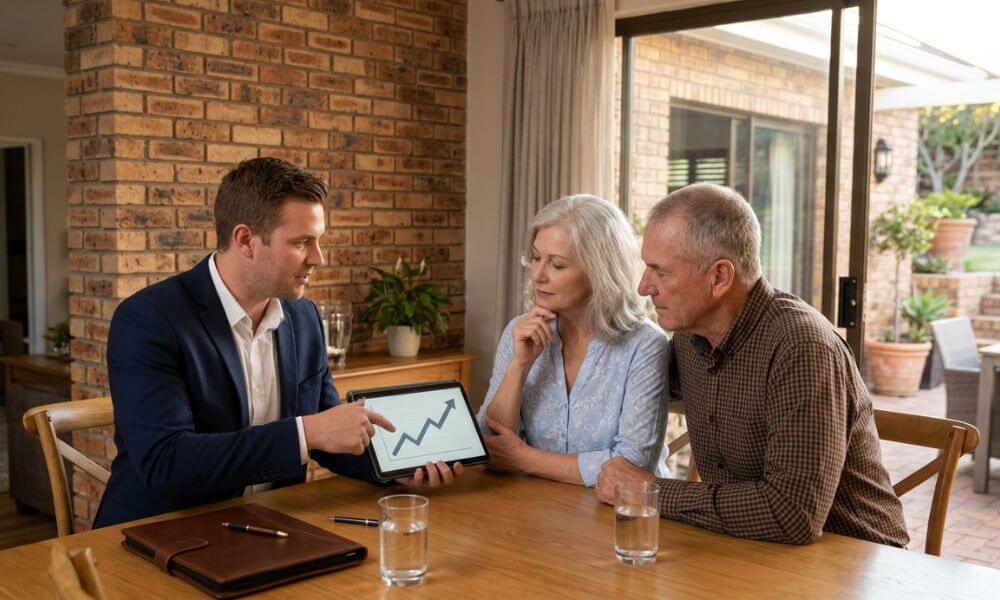 Instagram Marketing for Cape Town Estate Agents. Estate agent presenting Instagram reach analytics to home sellers