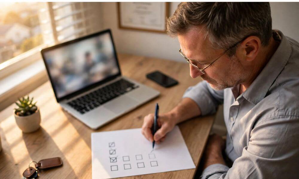 Instagram Marketing for Cape Town Estate Agents. Property practitioner reviewing a PPRA and FFC compliance checklist before publishing Instagram marketing